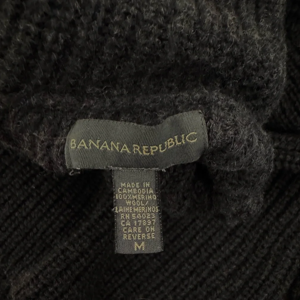 Banana Republic Dark Charcoal Heavyweight Waffle Knit Wide Turtleneck Sweater M